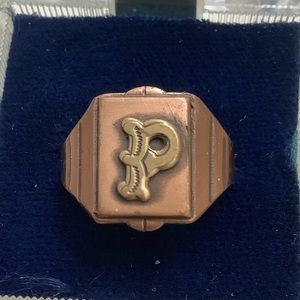 New vintage copper P monogram adjustable ring